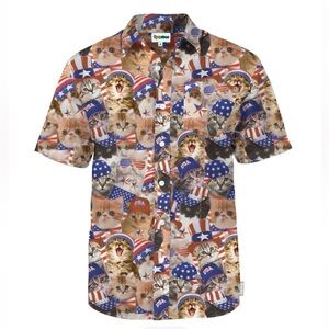 NWT Tipsy Elves Men’s Americat Button Down Shirt